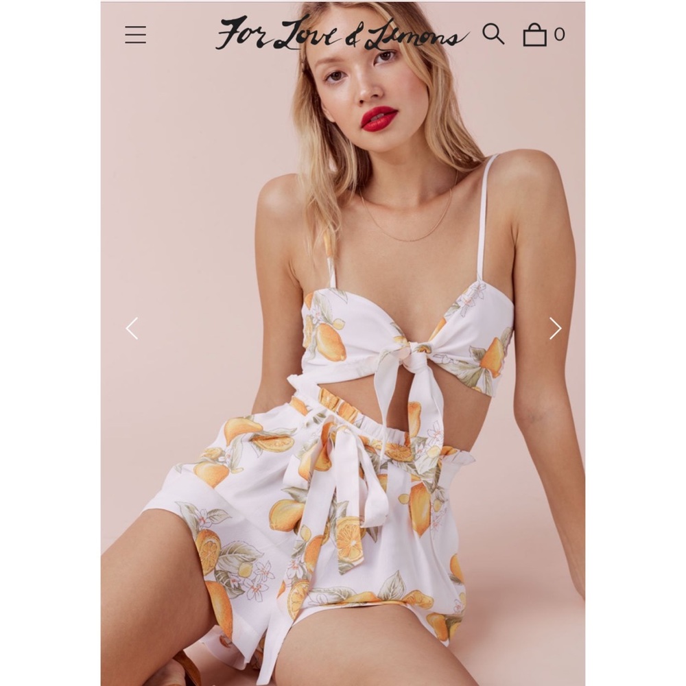 For Love and Lemons Lemonade Crop Top & Shorts Set